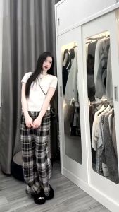 Quần NỈ DẠ LÔNG ống rộng kẻ karo kiểu dáng thời trang dễ phối đồ có bigsize vải dày dặn chất lượng cao nặng tay