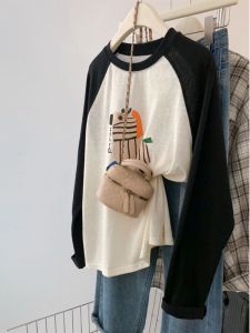 plus Size American Retro Shoulder Insert Long Sleeve T-Shirt Womens Early Autumn New Style Super Beautiful Base Shirt Top