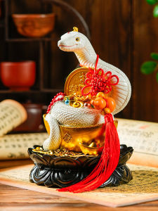 Willow Statue Body White Python Spirit Snake Statue Bring In Wealth and Treasure Decoration Chang Long Willow First Mother Zodiac Buddha Hall Mascot Home Ornament