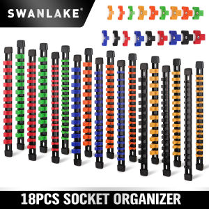 Socket Organizer Set 18-Piece Organizer for Tool Box Drawer Drive Socket Trays Holder Clip Rail