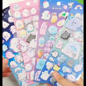 Japanese Cute Cartoon III Obakenu Little Ghost 3D Puffy Deco Stickers DIY Decorations Journal Scrapbooking Labels
