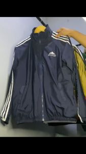 Jaket tracktop parasut navy bordir sharae running sporty style size M-XXL - Jaket tracktop bordir - jaket parasut murah