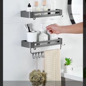 Kệ Góc Kệ Ngang Để Đồ Nhà Tắm Cao Cấp Nhôm Anod Dán Tường Chống Gỉ Sét Không Khoan Đục KNT05