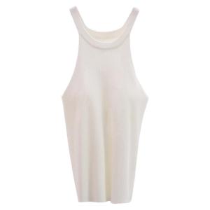 Elastic Fitting Pure Color Sleeveless Halter Knitted Vest