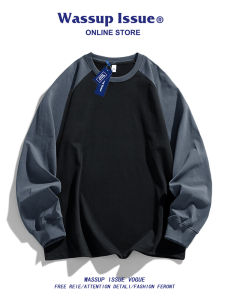 American Vintage Patchwork Round Neck Long Sleeve Men Hoodie