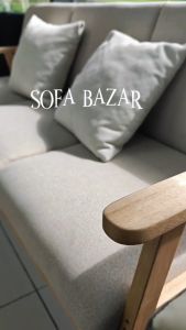 F&F: Bazar Wooden Sofa 2 & 3 Seater/japandi sofa/Solid Wood Sofa/sofa ruang tamu/ Sofa Kayu