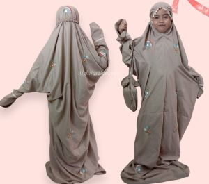 Mukena Anak Terusan Lajuran Anak 1-4SD Bunga kipas ALISHA katun