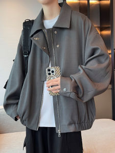 American Retro Style Mens Jacket Turn-down Collar Spring Autumn New Style Zipper Closure Windproof Casual Fashion Top