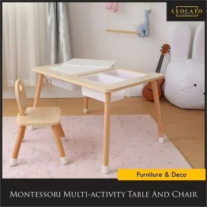 Kids Wooden Furniture Sensory Multi-Activity Table and Chair
