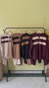 Setelan Kulot Knit Premium Melva Arimbi Abi Set LD 110cm PJ Atasan 65cm PJ Celana 93cm Kancing Aktif Busui