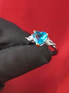 Diamcity  (Free Gra Certificate) Cincin Terbuka Moissanite Biru Berbentuk Hati Moissanite Baru