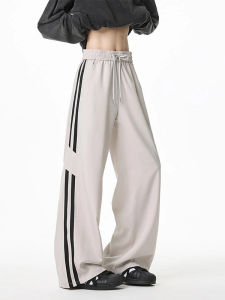 Quần Dài Nam Kẻ Sọc Cổ Điển Phong Cách Mỹ Rộng Rãi Mùa Hè Quần Dài Thể Thao Rộng Rãi Cạp Vừa Dài Thường Ngày