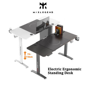 【MixLegend】Ergonomic Standing Desk Electric Height Adjustable Desk Study Table with Cup Holder+Headphone hook+Cable clips