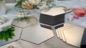 24PCS Hexagon Mirror Wall Sticker Removable Acrylic Mirror Wall Sticker Decal for Living Room Bedroom Home Decor