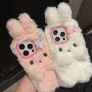 3D Plush Miffy Rabbit Case for iPhone 11 12 13 14 15 16 Pro Max casing Autumn and Winter Plush Soft Case for iPhone13 case