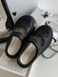 รองเท้าแตะ EVA แบบสวมสำหรับผู้หญิง ทรง Mary Janes สไตล์เกาหลี ฤดูร้อน 2023 รองเท้าแตะแบบสวมส้นแบนพื้นยางแบบอเนกประสงค์