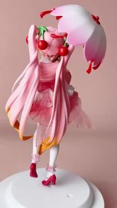 Bandai | Anime Figure Hatsune Miku Kawaii Girl Sakura Umbrella Little Red Riding Hood Style Model PVC Toys Desktop Ornament Xmas Gifts