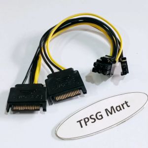 Cáp chuyển 2 đầu Sata ra 6 Pin / Sata ra 8 Pin (Có 2 Pin tách 8 Pin ra 6 Pin) - Dài 15Cm