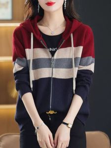 Zipper Knitted Cardigan Hoodie Outerwear