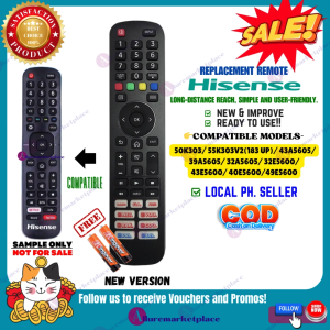 HISENSE REMOTE CONTROL Replacement - 50K303/ 55K303V2(183 UP)/ 43A5605/ 39A5605/ 32A5605/ 32E5600/ 43E5600/ 40E5600/49E5600 Remote Control for Hisense TV alluremarketplace2ND