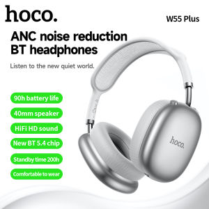【Use time: 90 hours】HOCO W55 Plus Wireless Headphones ANC Noise Reduction Bluetooth Headphones BT5.4 Stereo Sports Earphone With Mic Super Long Battery Life Support AUX For All Smartphones Universal