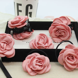 Super Nice Pink Camellia Small Jaw Clip Big Bow Flowers Duckbill Clip 2024 New Arrival Flowers Hair Ring and Hairpins