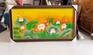 🌸 TRANH SƠN MÀI HOA SEN 60x120 CM – VẺ ĐẸP THANH CAO & SANG TRỌNG 🌸