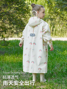Childrens Raincoat Waterproof School Uniform for Kindergarten Students Anti-Rain Clothes with Backpack Position