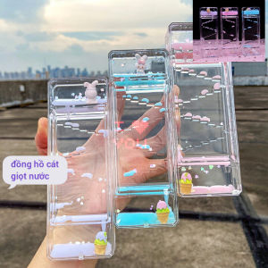 Đồng hồ cát giọt nước acrylic charm hoạt hình dễ thương sáng tạo sắc màu hồ cá mini nước chảy bậc thang decor bàn học trang trí phòng