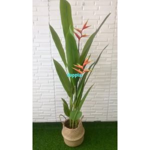 Pohon Plastik Daun Pisangan Heliconia Bird Of Paradise T165 Latex Artificial Cover Pot Anyaman Purun Belly Borneo Pajangan Hiasan Dekorasi Ruangan Rumah