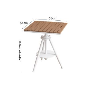 Outdoor Adjustable Anti-Corrosion Waterproof and Sun Protection Outdoor Milk Tea Shop Balcony For Home Outdoor Garden Plastic Wood Table and Chair Combination