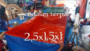 kolam terpal ikan kolam kotak bhan impor Korea 250x150x100/25x15x1 budidaya ikan lelenilagabus patingurame