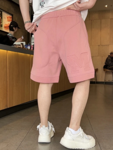 Summer New Pure Color Mens Shorts Limited Designer Style Simple Casual Sports Fashion Five-Quarter Length Straight Leg Pants