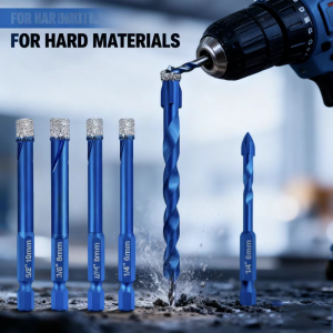 6 pcs Set Dia 6/8/10/12MM Dry Drill Core Bit Spiral Groove  Hex Shank Brazed Drill Bit Hole Saw Ceramic Tile Granite Marble Hole