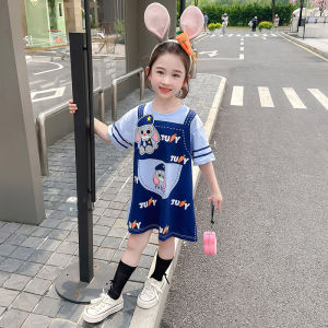 Zootopia Rabbit Judy Clothes Girl Internet Celebrity Fried Street Skirt Baby Girl Dress Fake Two-Piece T-shirt Skirt