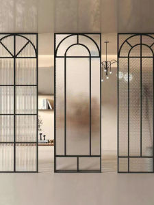 Aluminum Alloy French Vintage Glass Partition Living Room Entrance Hall Bathroom Stainless Steel Screen Windscreen Privacy Divider