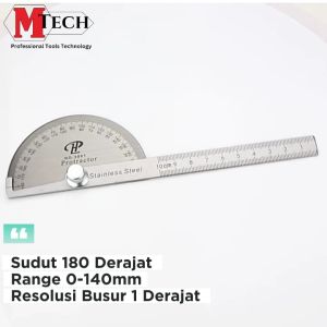 Penggaris Busur Stainless Steel & Protractor 180 Derajat: Alat Ukur Geometri untuk Pendidikan
