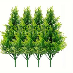 4pcs Vibrant Artificial Pine Trees - Rich Green Plants for Christmas and Home Decor with Realistic Branches and Trunks