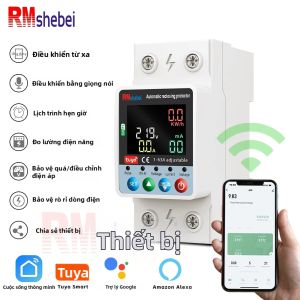 Cầu Dao WiFi Thông Minh Tuya 2P 63A Với Công Tắc Hẹn Giờ Ngắt Kép Bảo Vệ Quá Áp/thiếu Áp/quá Tải Chống Rò Rỉ Thiết Bị Mini Không Dây
