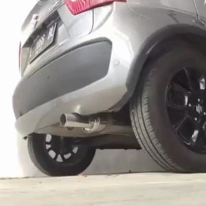 Knalpot mobil Omega tabung oval bass kering pelangi