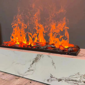 Embedded Wood Charcoal 4D Fogging Fireplace TV Background Wall Floor Mounted Heater Fake Flame Residential Furniture