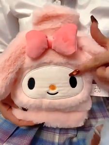 Cute Hot Water Bag PVC Portable Kawaii Cartoon Plush Thicked Hand Feet Warmer Bag for Period Pain Winter Keep Warm