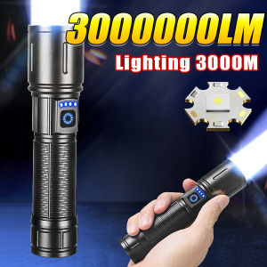 Strong Light LED Flashlight 3000000LM Rechargeable Lamp 3 Modes Most Powerful Flashlights Waterproof Torch Work Light For Patrol