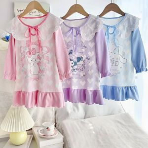 mirinnrada baby ชุดนอนกระโปรงเด็กผู้หญิง คอลูกไม้ ชุดนอนกระโปรงลายดิสนีย์ ชุดนอนแขนยาวเด็กผู้หญิง
