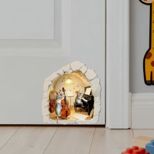 VIKAMA Piano Lỗ Chuột 3D Dán Tường Tự Dính Chống Thấm Nước Chống Trầy Xước Phòng Khách Lối Vào Trang Trí Phong Cách Mỹ