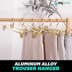 Gold Aluminum Alloy Trousers Rack Strong Clip No Trace Non-Slip Retractable Wardrobe Adjustable Clip Hanger Pant Hanger