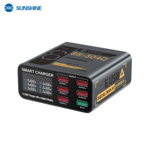 Sunshine | SUNSHINE SS-304Q 6 Port USB Smart Fast Charger for Mobile Phone Tablets QC3.0 Multi-device Digital Display Charging Station