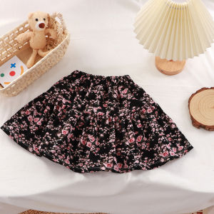 Girls Pleated Short Skirt Pants Summer Thin Outerwear Base Layer Shorts Korean Style Cotton Polyester Print mid Waist Skirt Pants