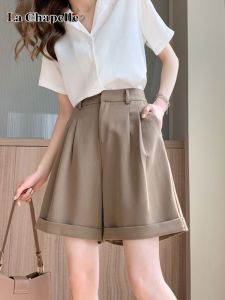 Quần Short Vest Nữ La Chapelle Mùa Hè Mỏng Cạp Cao Dáng Chữ a Rộng Rãi Quần Dài Năm Điểm Đa Năng Quần Dài Thường Ngày