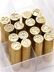 Cylinder Wax Seal Solid Brass Seal Double-Sided Carving Mini Cartoon Ins Style Seal Sealing Wax Seal Small Cute Hand Account Decorative Gift Packaging Envelope Seal